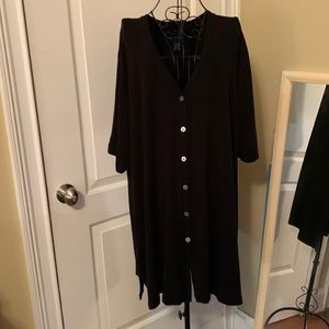 Venezia black short-sleeve button-up long knit light-weight cardigan sz22/24